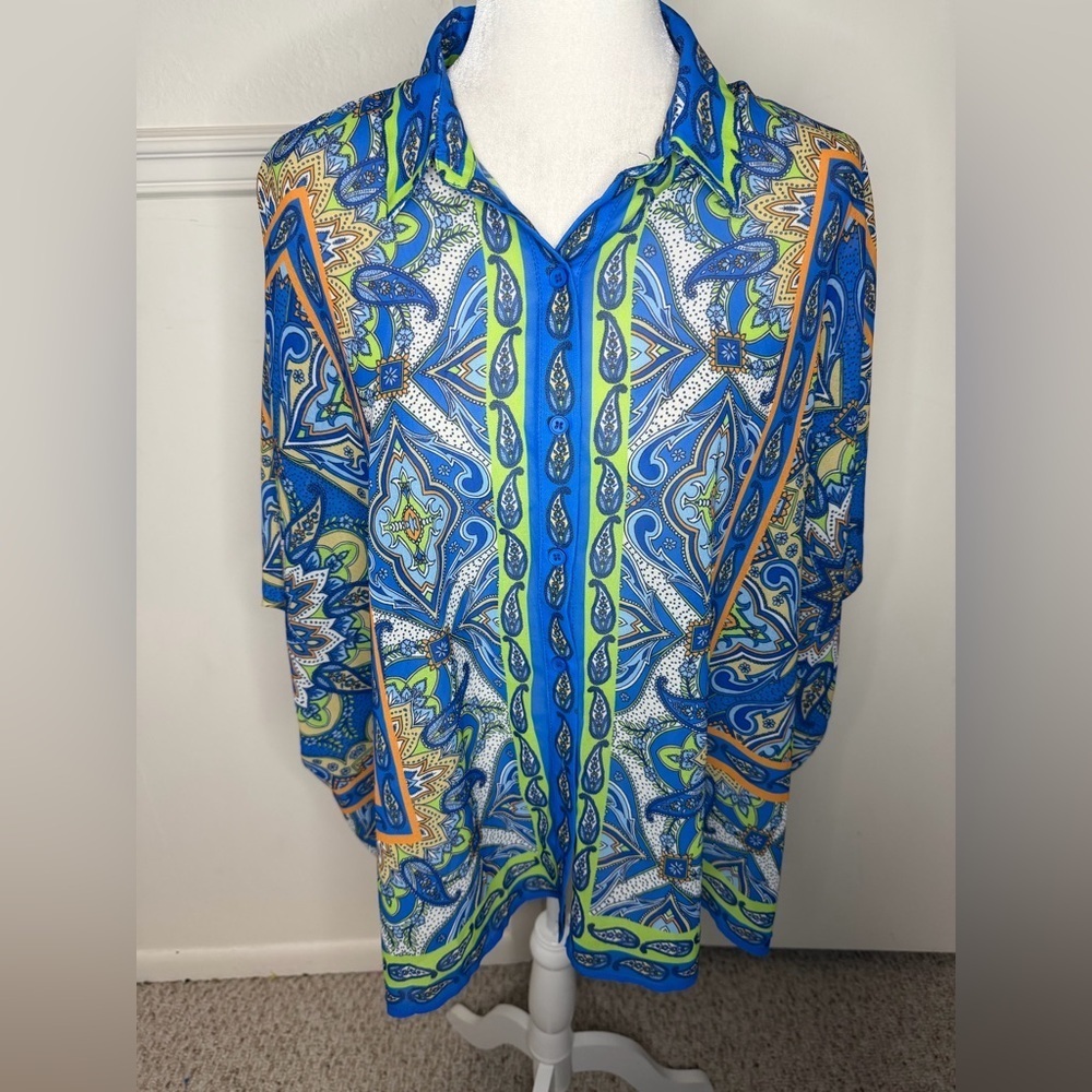 Flying Tomato Multicolor Paisley Blouse size L